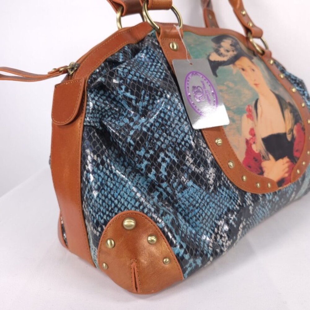 NWT‎ Original by Sharif 1827 Handbag Leather Hand Painted Susanna Lunden Art - Picture 9 of 16